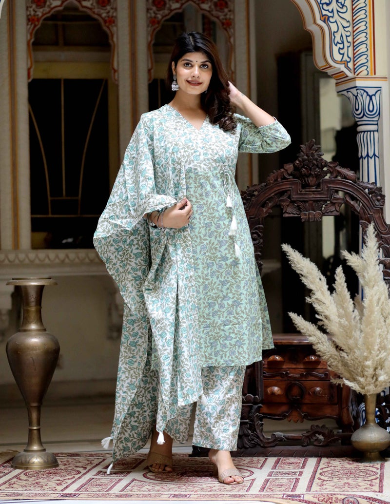 Miravan Floral Angarkha Kurta Set for Women - Image 2